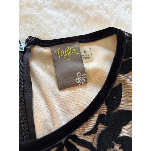 Taylor Flocked Velvet Illusion Dress - Picture 8 of 8